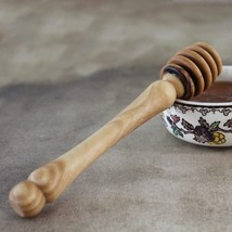 Olive Wood Honey Dipper, Handmade Wooden Honey Spoon Made in the Holy Land Jerus - £23.50 GBP