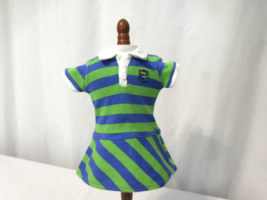American Girl Doll Lanie Meet Dress Green Blue Striped Rugby Polo Dragonfly  - $10.91