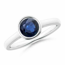 ANGARA Classic Round Blue Sapphire Solitaire Ring for Women in 14K Gold - £757.98 GBP