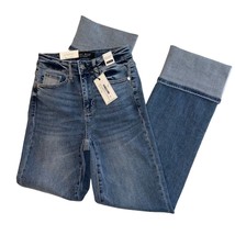 Judy Blue High Rise Straight Leg w Cuff Denim Blue Jeans Womens 0/24 NWT - £33.17 GBP