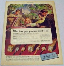 1948 Print Ad Hamilton Mens &amp; Ladies Wrist Watches Happy Graduates Conve... - $13.99