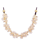 Mele White Designer Flower Rhinestone Resin Chain Choker Necklace w/ Bla... - £11.18 GBP