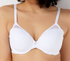 Breezies Floral Leaf Overlay Contour Underwire Bra - WHITE, 38DD - £20.22 GBP