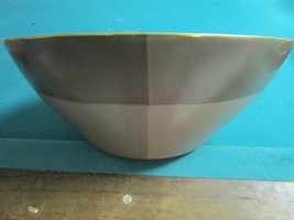 Four Colors Ceramic Oval Bowl Planter Gold Rim Signed Illegible By Artist - £43.47 GBP