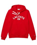 Lacoste Men&#39;s Red Long Sleeve Lightweight Pullover Hoodie printed SH6876... - $871.72 MXN