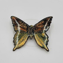 Butterfly Brooch Pin 2&quot; Signed Glossy Enamel Insect Pin Brooch Accessories - $16.70