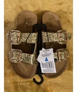 EXTREMELY ME girls Gold Glitter Double Buckle Sandals Size 1 - £4.92 GBP