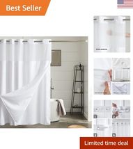 Extra Long Waffle Weave No Hook Shower Curtain with Snap in Liner,Heavy ... - $38.80