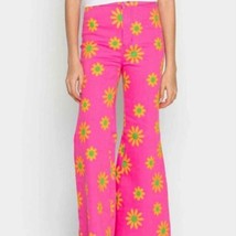 Free People Youthquake Pink Orange Floral Retro Crop Flare Jeans Size 27 - £37.56 GBP