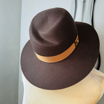 Rag &amp; Bone Zoe Wool Felt Fedora Hat, Spanish Style Brown Pecan, Small, NWT - £109.59 GBP