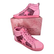 Vintage Havana Women's Alexis Glitter High Top Hot Pink Sneakers Size 10 - $79.93