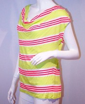 Splendid Cowl Neck Top Draped Shirt Multi Striped Yellow Pink ( S ) - £87.23 GBP