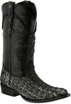 Western Dress Leather Cowboy Boots Genuine Crocodile Tail Skin Snip Gray Black - £222.67 GBP