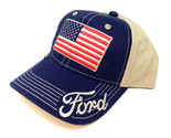 FORD LOGO EMBROIDERED USA AMERICAN FLAG HAT CAP ADJUSTABLE CURVED BILL P... - £14.23 GBP