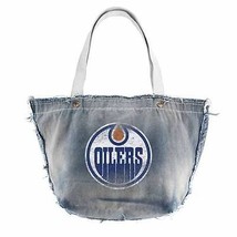 NWT NHL Edmonton Oilers Vintage Blue Cotton Denim Tote Bag - £17.86 GBP