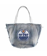 NWT NHL Edmonton Oilers Vintage Blue Cotton Denim Tote Bag - £18.28 GBP