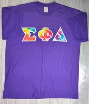 Fraternity T-Shirt Mens XL Multicolor Rainbow Tie Dye Patch Greek Colleg... - $22.46