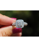 Women&#39;s 1.50 Ct Princess Cut Moissanite 925 Sterling Silver Halo Engagem... - $116.01