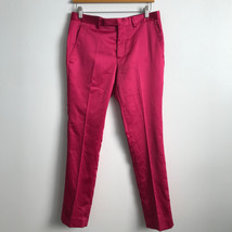 Twisted Tailor Garbo Pant 28 Pink Satin Slim Straight Leg Pockets Dressy Trouser - £29.66 GBP