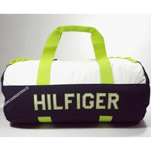 TOMMY HILFIGER NEW LARGE DUFFLE BAG/GYM BAG NWT BLUE WHITE NEON GREEN VE... - £35.13 GBP