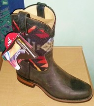 Boulet Cowgirl Boot , Canadian made, Leather Navajo design Pendelton Woo... - $175.00