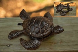 Sea Turtle Cast Iron Trinket Key Keeper Box 5&quot; L Brown - £20.51 GBP