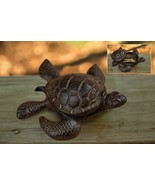 Sea Turtle Cast Iron Trinket Key Keeper Box 5&quot; L Brown - $25.74