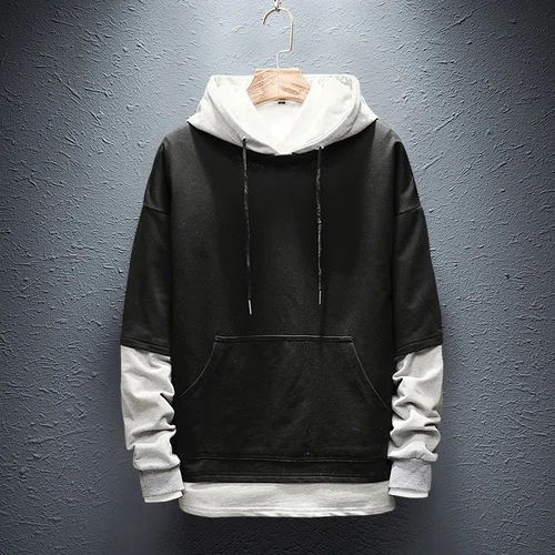 FAVOCENT  Fashion New Mens Hoodies s Stitching Hoodie Hip Hop Street Tops Male L - £105.73 GBP