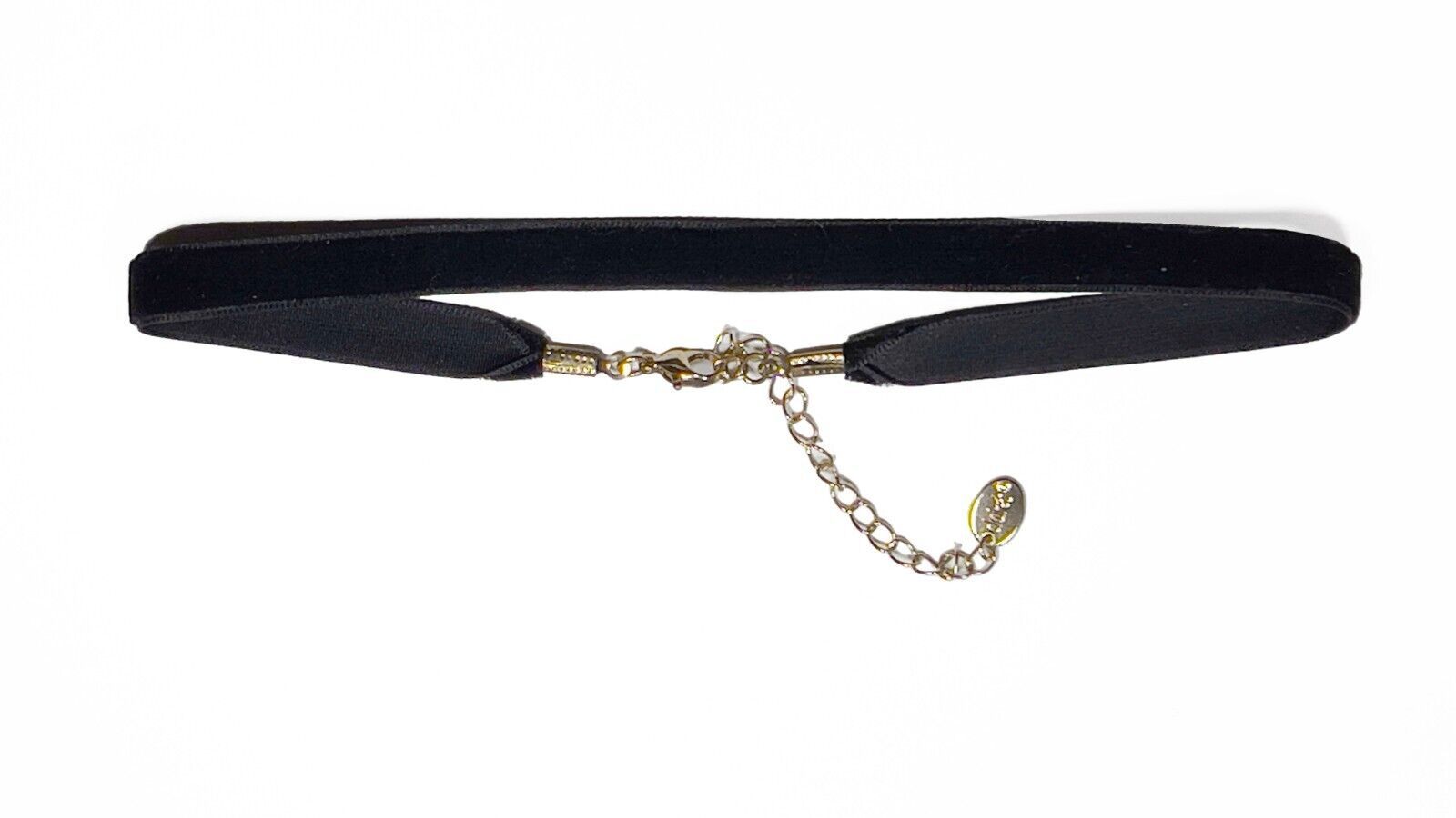 CLAIRE'S Black Velveteen Choker w/ Gold tone Lobster Hook + 3" Extender - £7.01 GBP