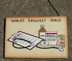 WS134 - World&#39;s Greatest Nurse Wood Sign - £1.55 GBP