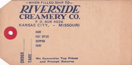 Vintage Riverside Creamery Can Tag Kansas City Missouri Dairy Cream Rail... - £2.38 GBP