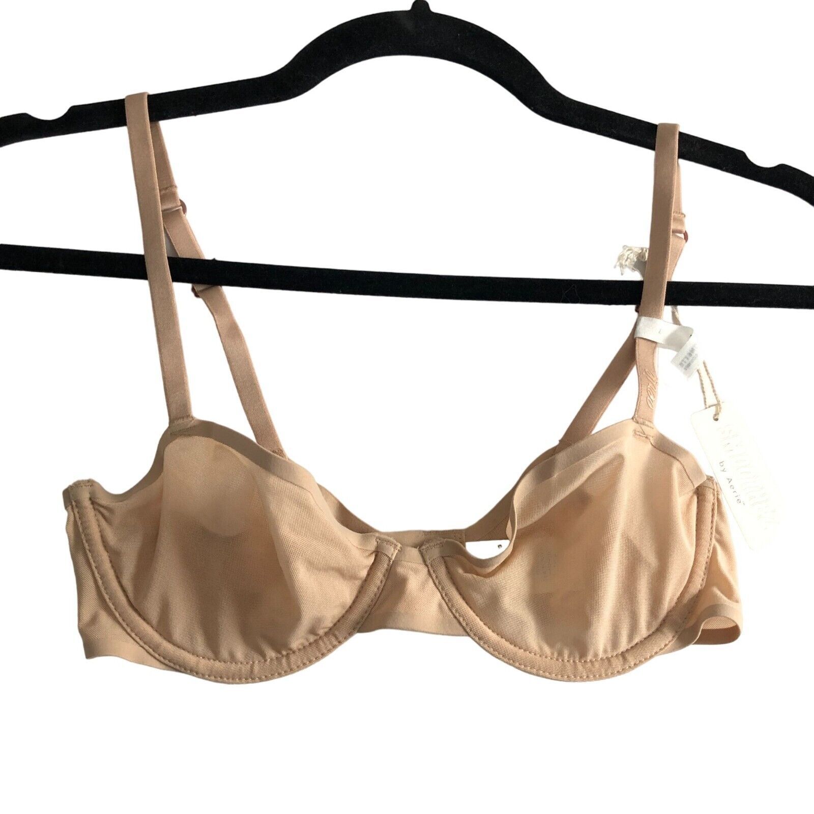 Primary image for Smoothez by Aerie Bra Balconette Sheer Mesh Unlined Underwire Beige 36D