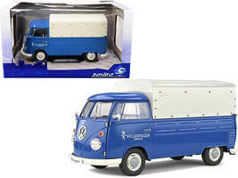 Volkswagen T1 Pickup Truck Blue w Canopy Volkswagen Service 1/18 Diecast... - £58.76 GBP