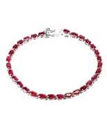 9Ct Oval Cut Red Ruby Lab Created Women&#39;s Tennis Bracelet 14K White Gold... - £258.95 GBP