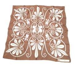 Vintage Anne Klein Silk Scarf Gold Brown Floral and Leaf Design Japan 26... - $8.63