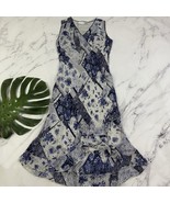 Lola P Womens Vintage Y2k Slip Midi Dress Size Xl White Blue Patchwork F... - $33.65