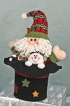 60221S - Santa in a Hat w/snowman Cloth  - £7.93 GBP