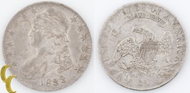1832 Tapado Busto Medio Dólar (Extra Fina, XF ) Plateado 50c 1/2$ Ef KM-37 - $165.28