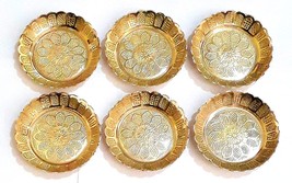 Designer Heavy Pure Brass Plate for Diwali/Bhog thali Small Dia 14 CM Pack OF 6 - £15.81 GBP