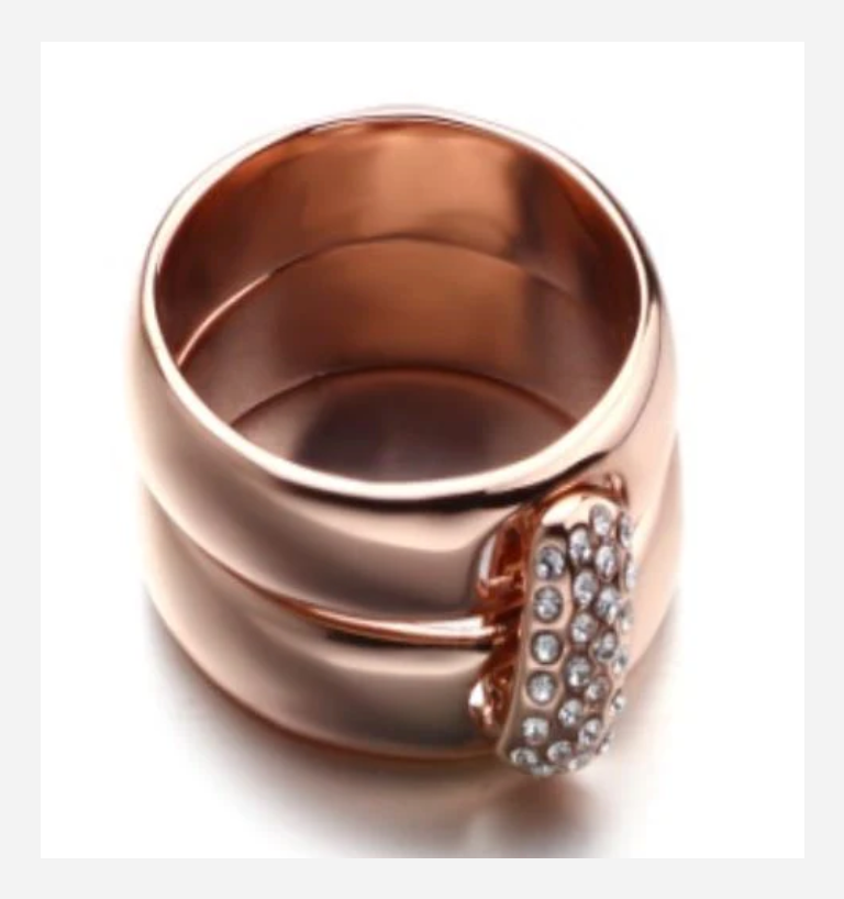 Primary image for ROSE GOLD RHINESTONE COCKTAIL RING SIZE 5 6 7 8