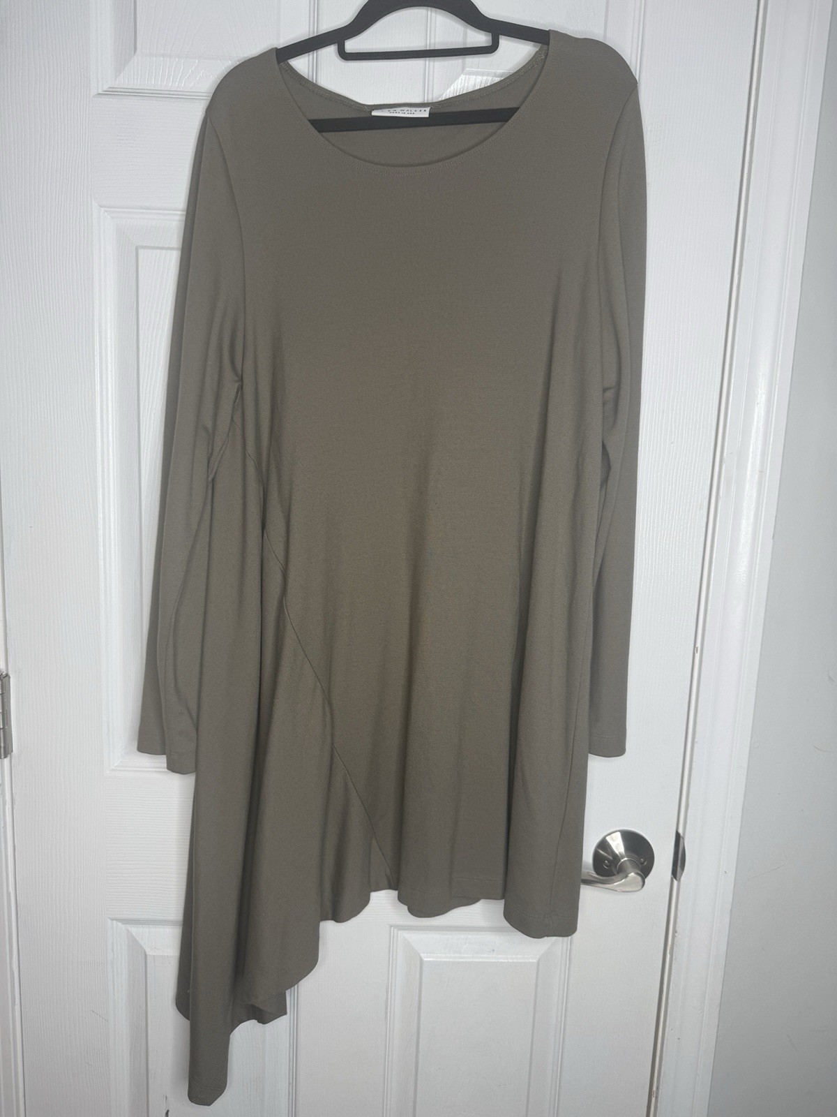 BRYN WALKER Asymmetrical Mushroom Colored Tunic Top Size L Lagenlook - $54.99