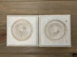 2 Plinth Blocks Wood Accent Beveled Edge Round Bullseye Design 3.75” - $39.55