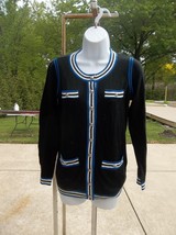 Nwt Talbotscashmere Blend Black Sweater W Blue Trim Pp $99 - £31.51 GBP