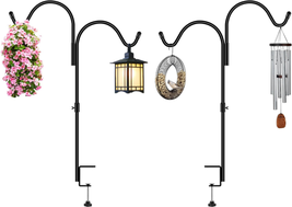 Double Deck Hook for Railing, 35 Inch 2 Pack Deck Bird Feeder Pole with 3 Inch S - £54.80 GBP