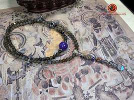 Mala, traditional Tibetan Buddhist prayer beads. 108 labradorite beads, silver - £364.15 GBP