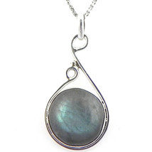 925 Argento Sterling Pietra Labradorite Fatto Ciondolo Collana Donna PSV1836 - £27.45 GBP+