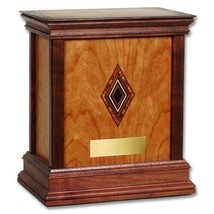 Large/Adult 225 Cubic Inch Cherry Diamond Handcrafted Wood Funeral Cremation Urn - £319.73 GBP