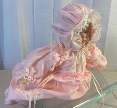 Seymour Mann Porcelain Doll Barbara Laying On Stomach Pink Dressing Gown W/Hat - £23.35 GBP