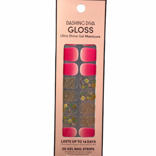 NEW Dashing Diva Gloss Ultra Shine Gel Nail Strips Pink Yellow Ombre Floral - $13.88