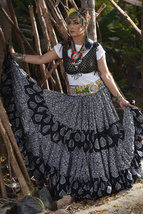 Black &amp; White 25 Yard Multicolor Tribal Gypsy Beautiful Block Print ATS Skirt~ - £80.41 GBP